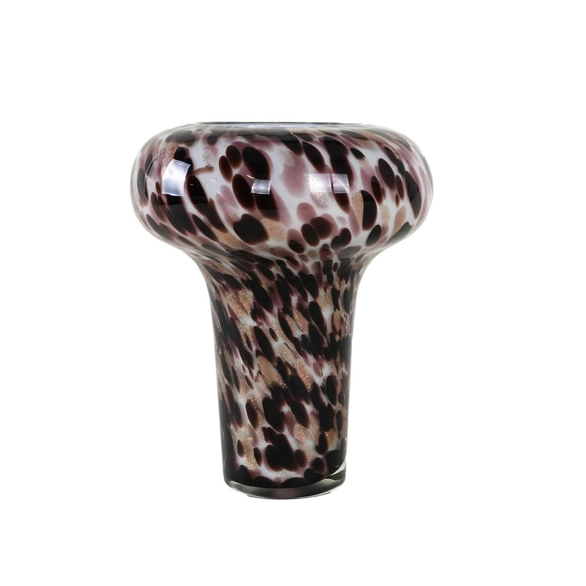 Glass leopard print vase, Italian design, 1970s, made in Italy
