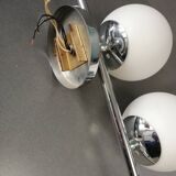 Double chrome metal and opaline balls sconce