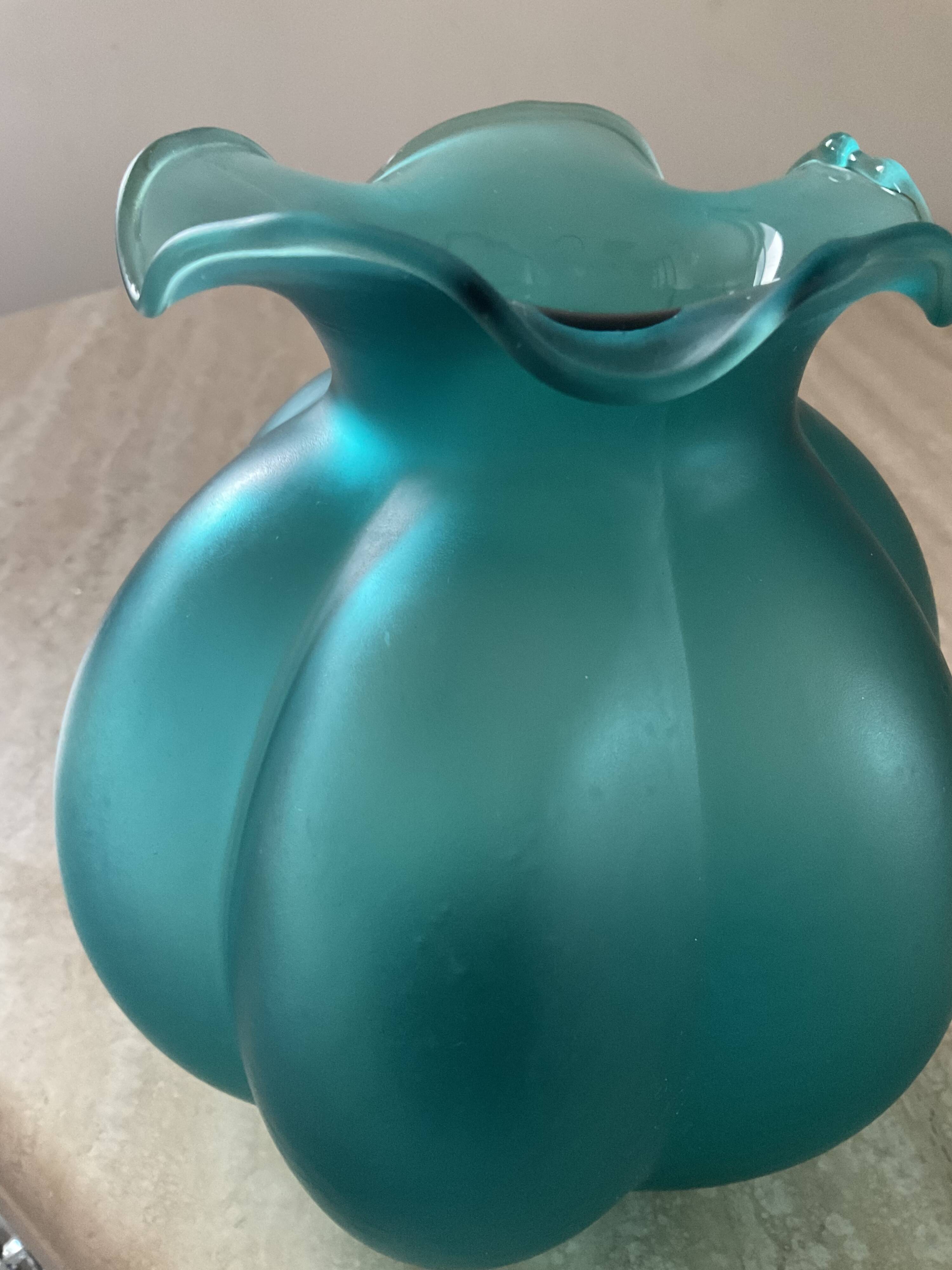 Pair of vintage vases in turquoise glass paste