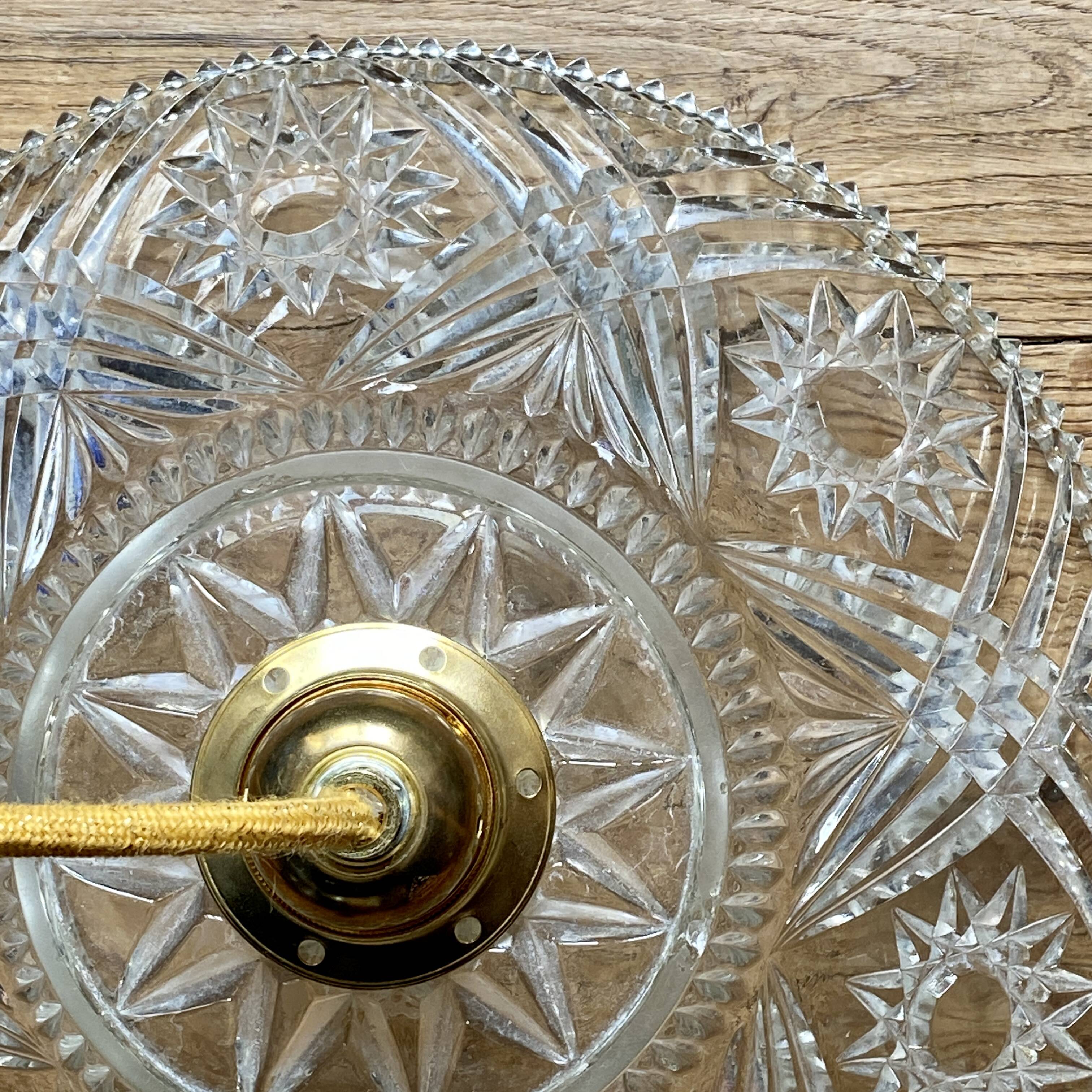 Suspension abat-jour vintage en verre - collection vaisselle -