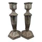 Art Deco metal candle holders.