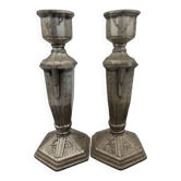 Art Deco metal candle holders.