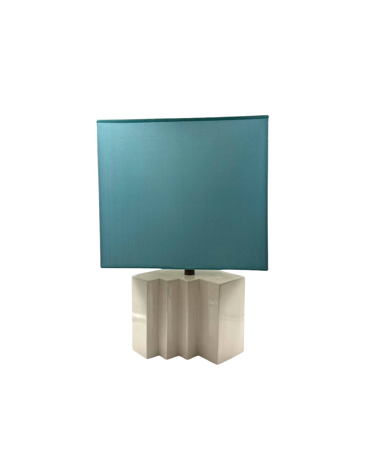 Hollywood regency set of 2 ceramic table Lamps, France 1970s