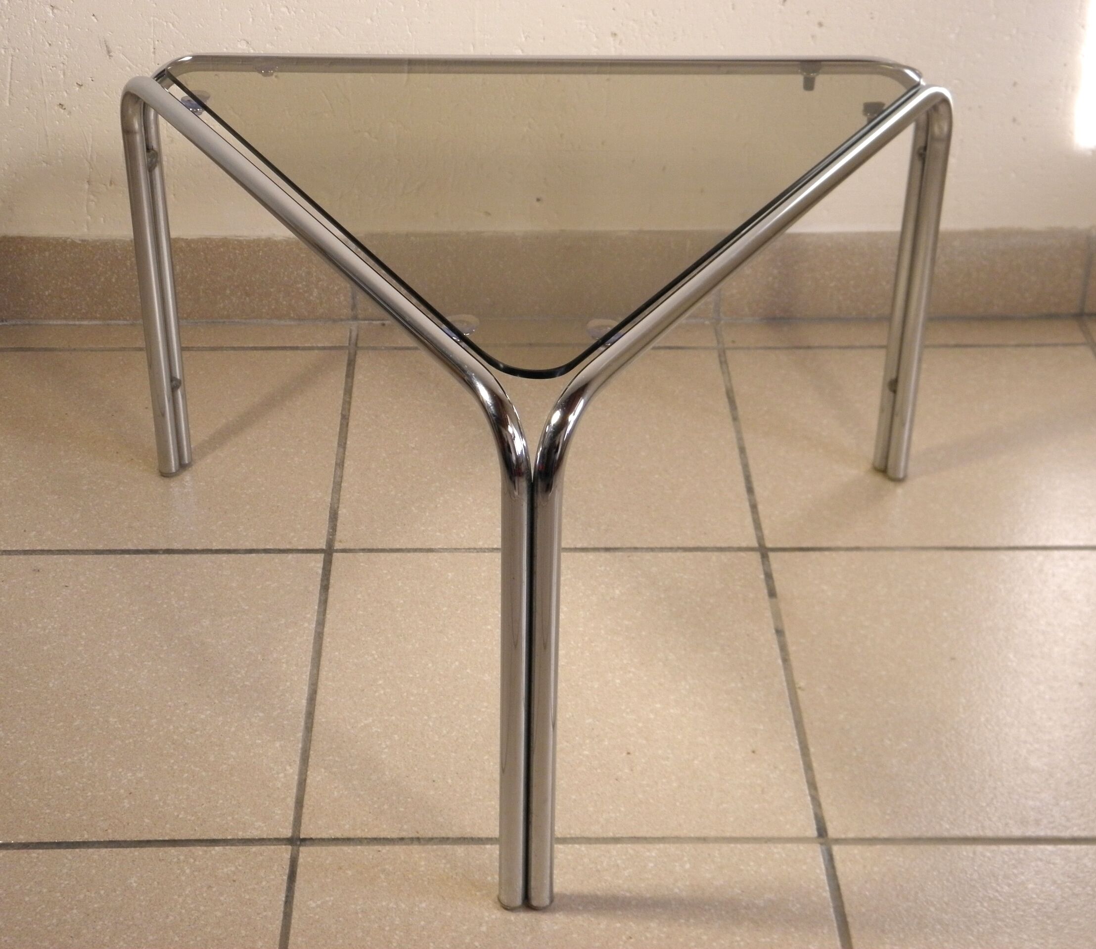 Coffee table chrome and glass 1970