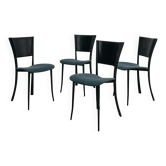 Ensemble de 4 chaises de salle à manger design fabriquées en Italie années 80 postmodernes.