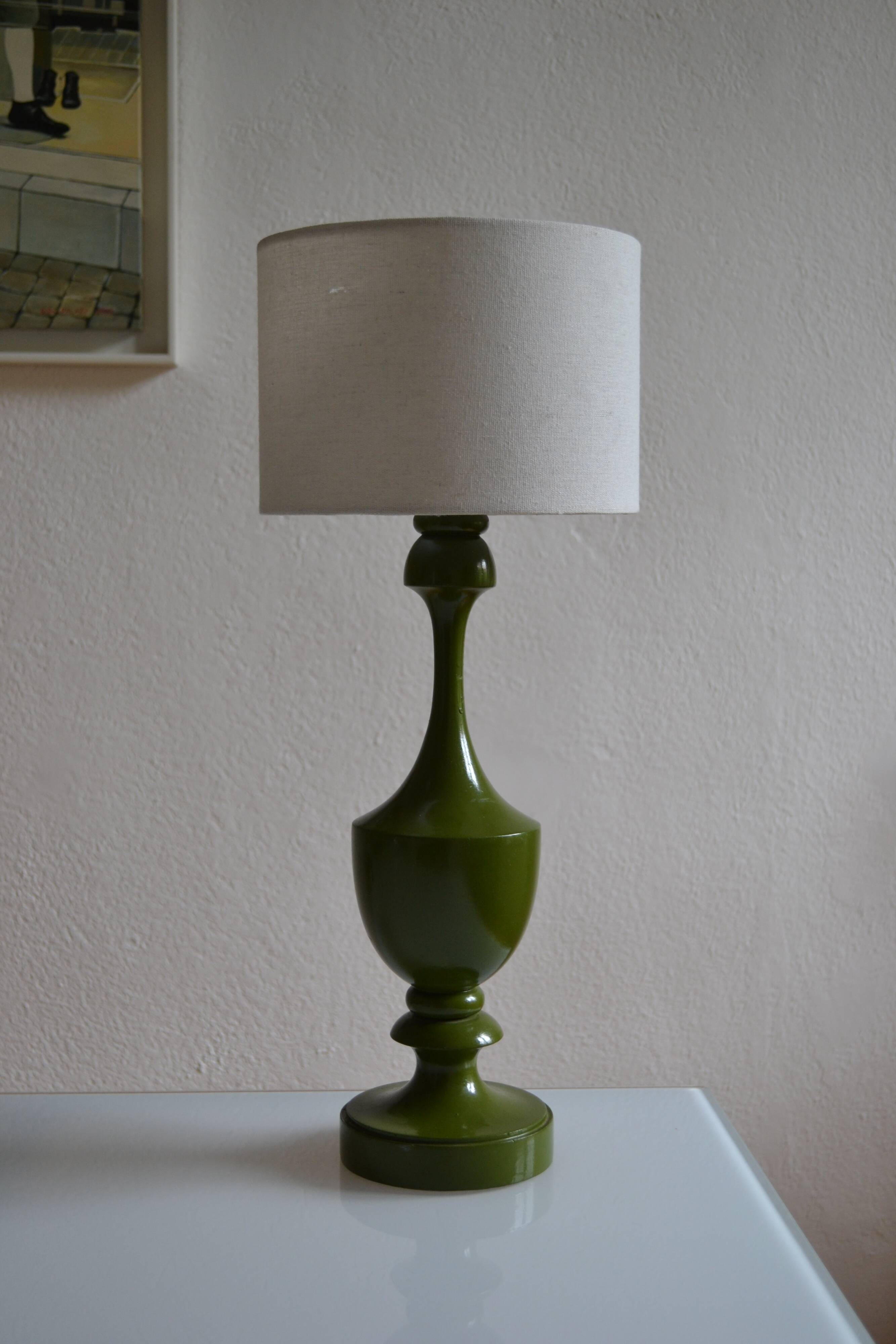 Vintage olive green lamp base circa 1970