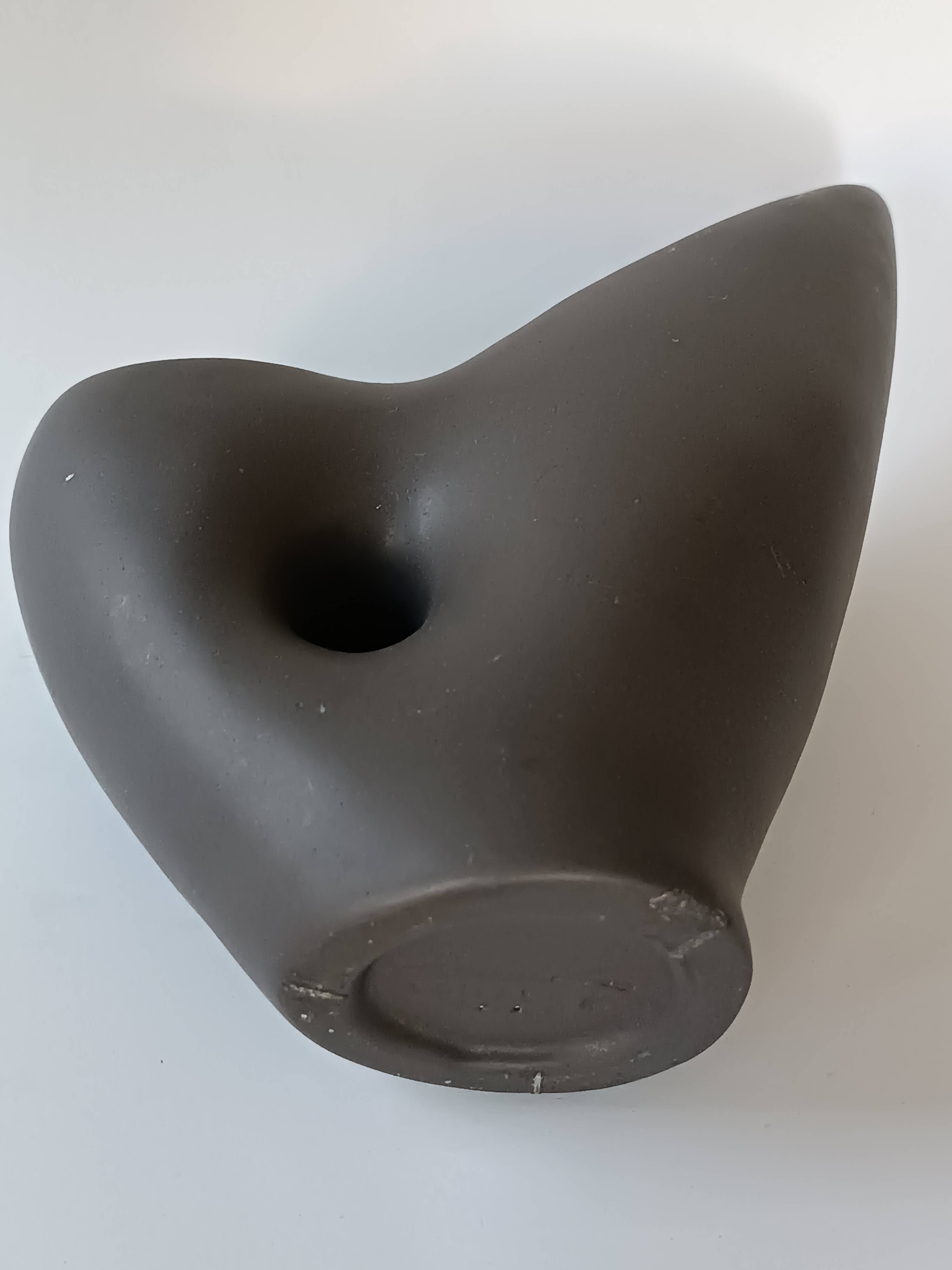 Free-form anthracite grey ceramic vase, Louis Giraud, Vallauris