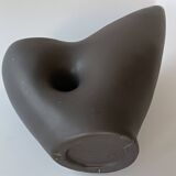 Free-form anthracite grey ceramic vase, Louis Giraud, Vallauris