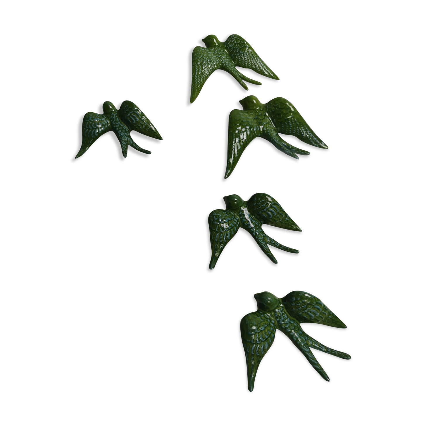 Batch of green swallows in ceramic
