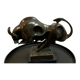 Bronze bull on marble base signed Milo