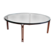 Table basse vintage par Horst Brüning pour Kill International, acier et verre chromés, années 1960.