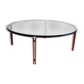 Table basse vintage par Horst Brüning pour Kill International, acier et verre chromés, années 1960.