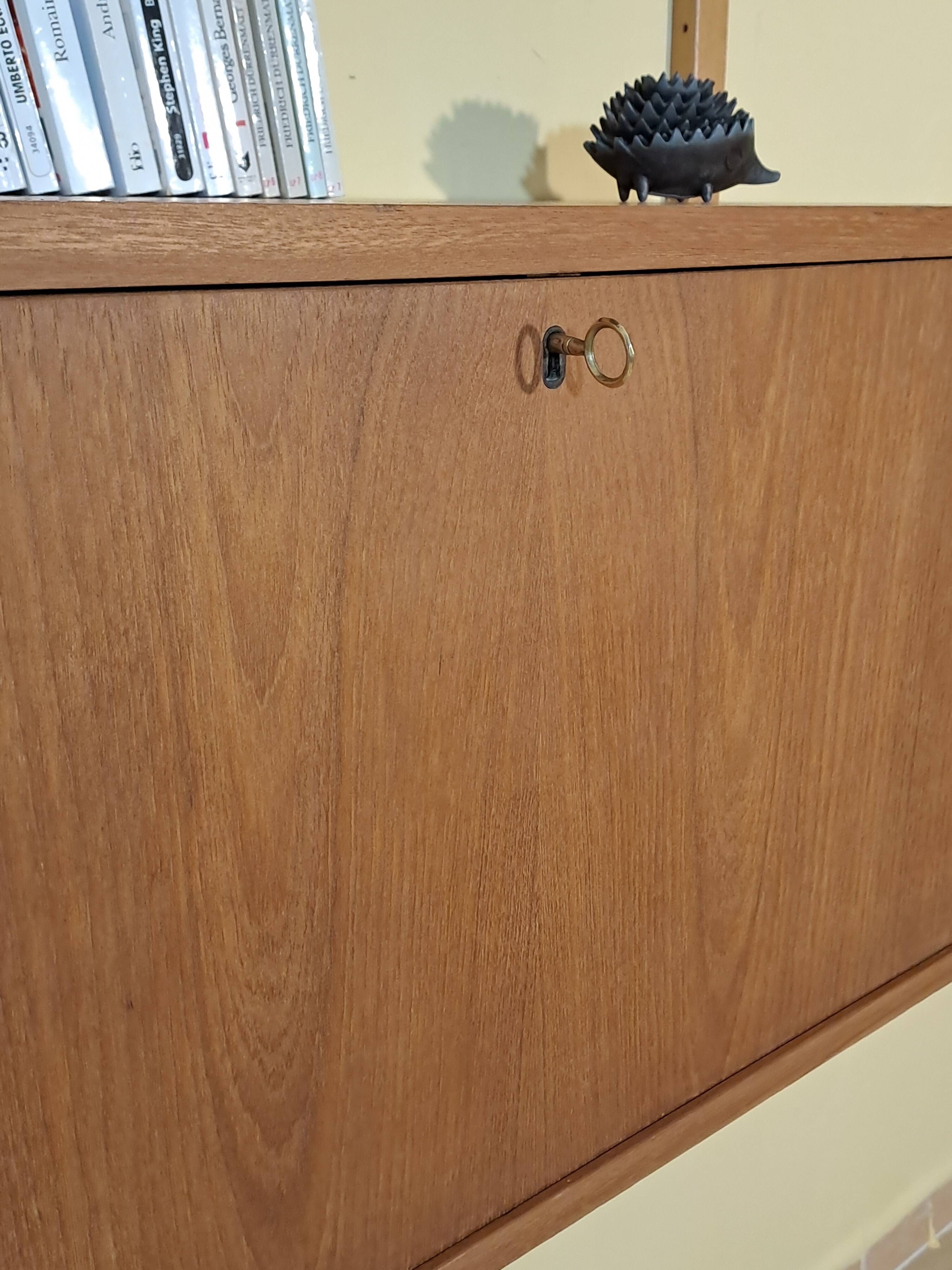 Teak wall secretary RIVAL, Vintage Scandinavian 1960s