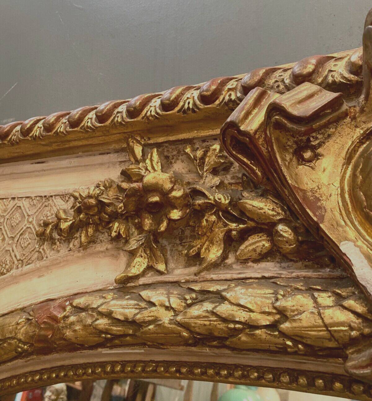 Louis XV style mirror in wood and gilded and patinated stucco 19th century