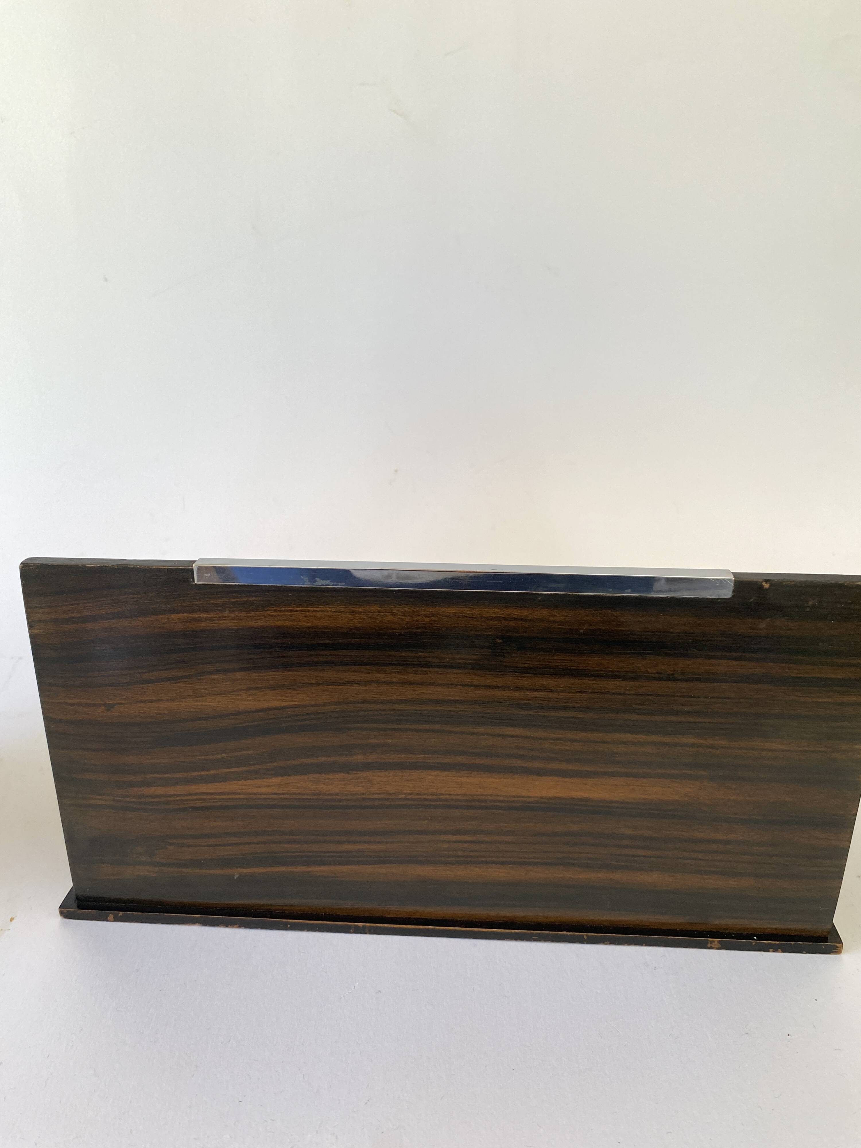 Mail holder, Art Deco, wood and metal