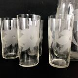 Orange service, vintage crystal water service. Year 50