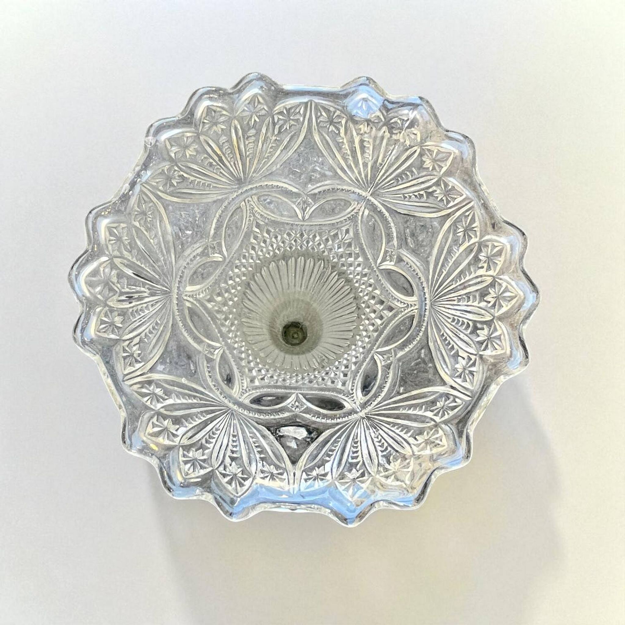 Art Nouveau glass and metal cornet vase with floral motif