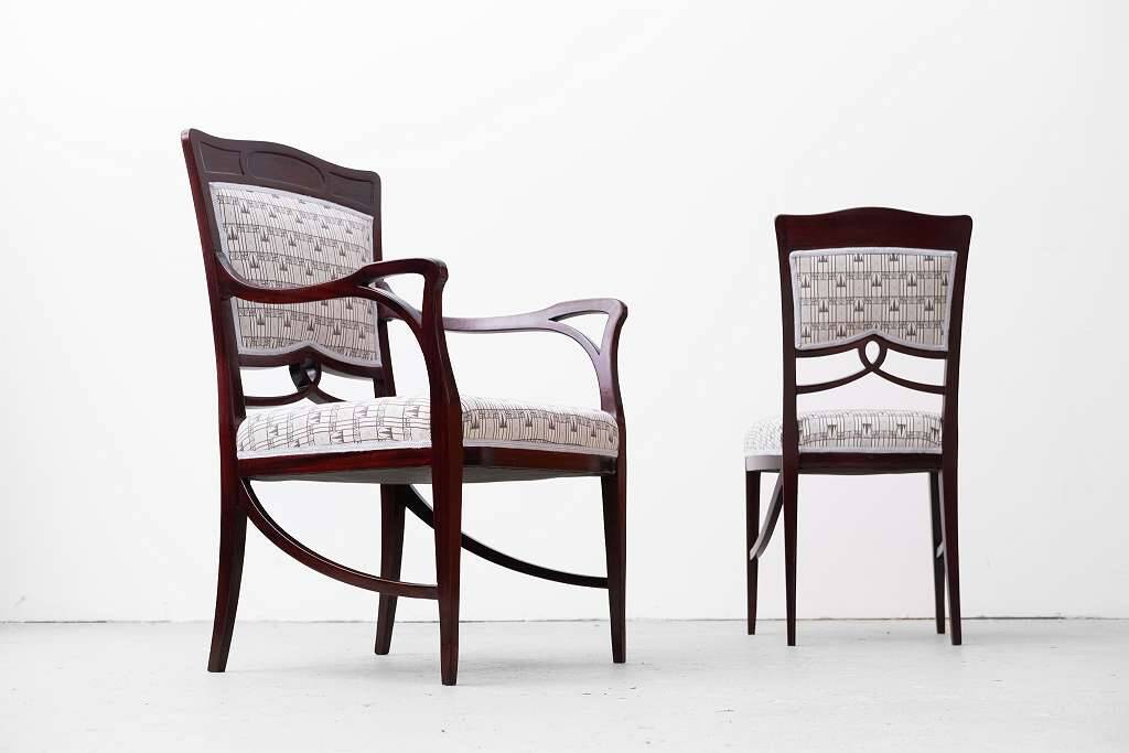 2 chaises Art Nouveau originales vers 1900/1905