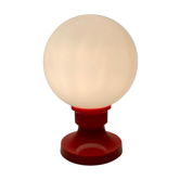 Ball lamp foot tulip red plastic vintage opaline matte