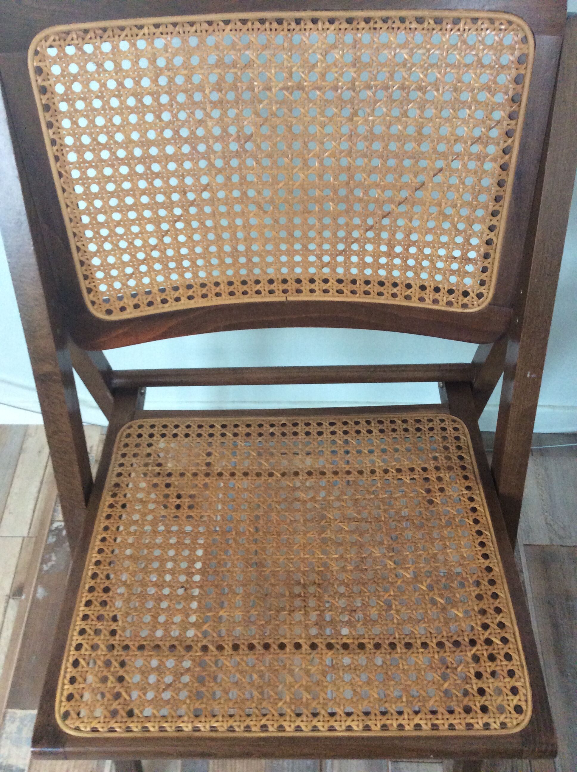 Folding chair caned from the 70s