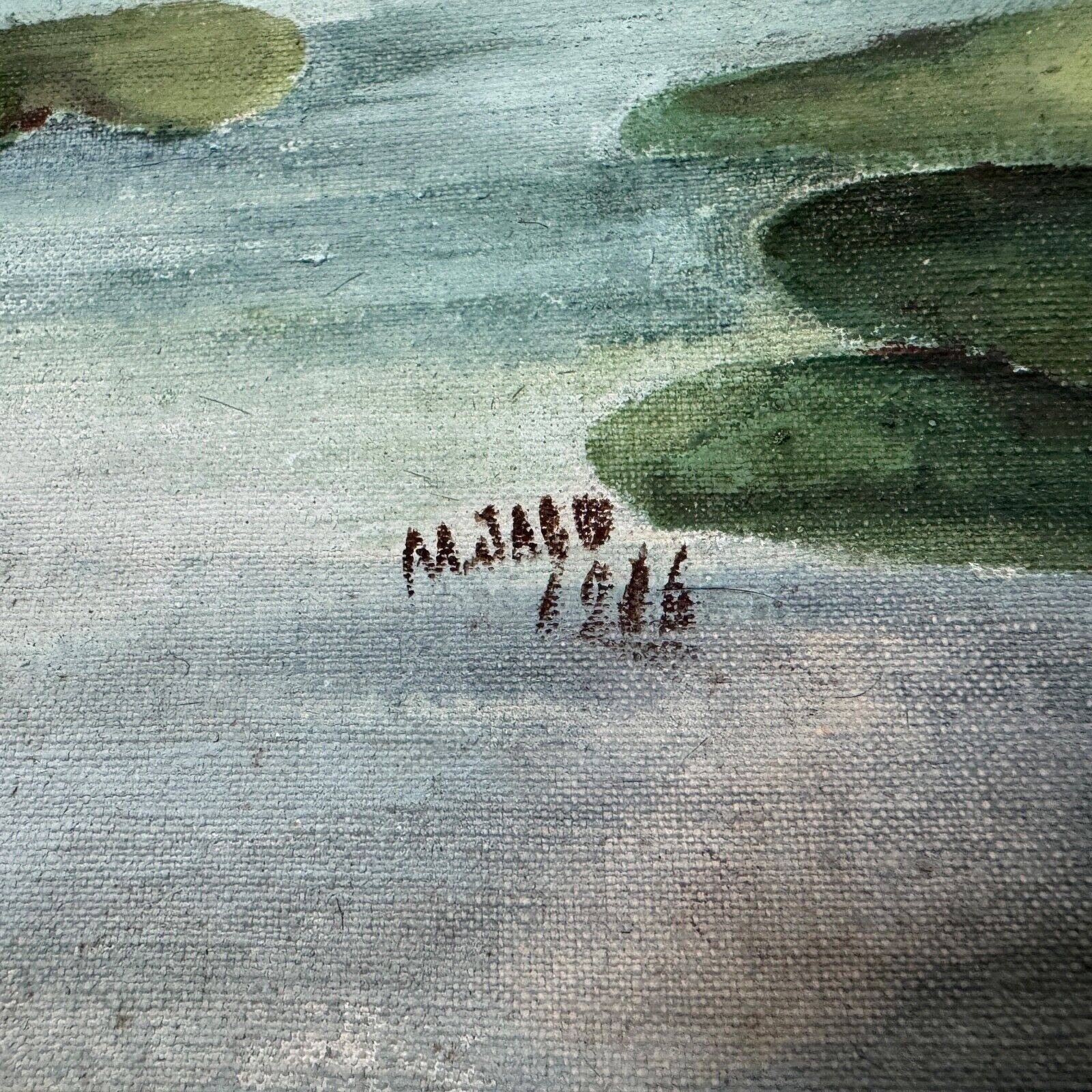 Huile sur toile nature morte représentant des flamands roses