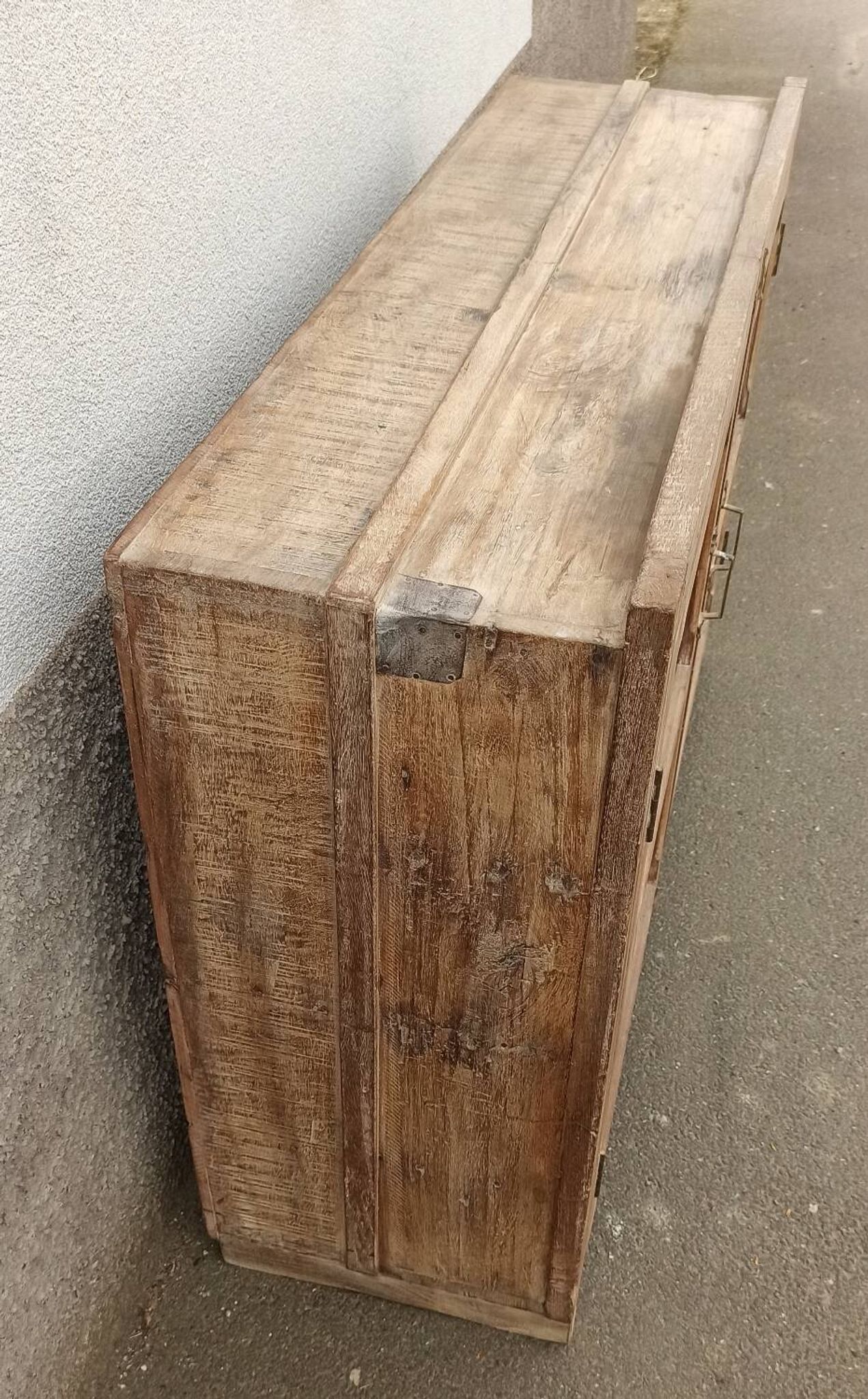 Glass sideboard in antique wood