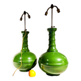 Pair of large gourd-shaped lamps
