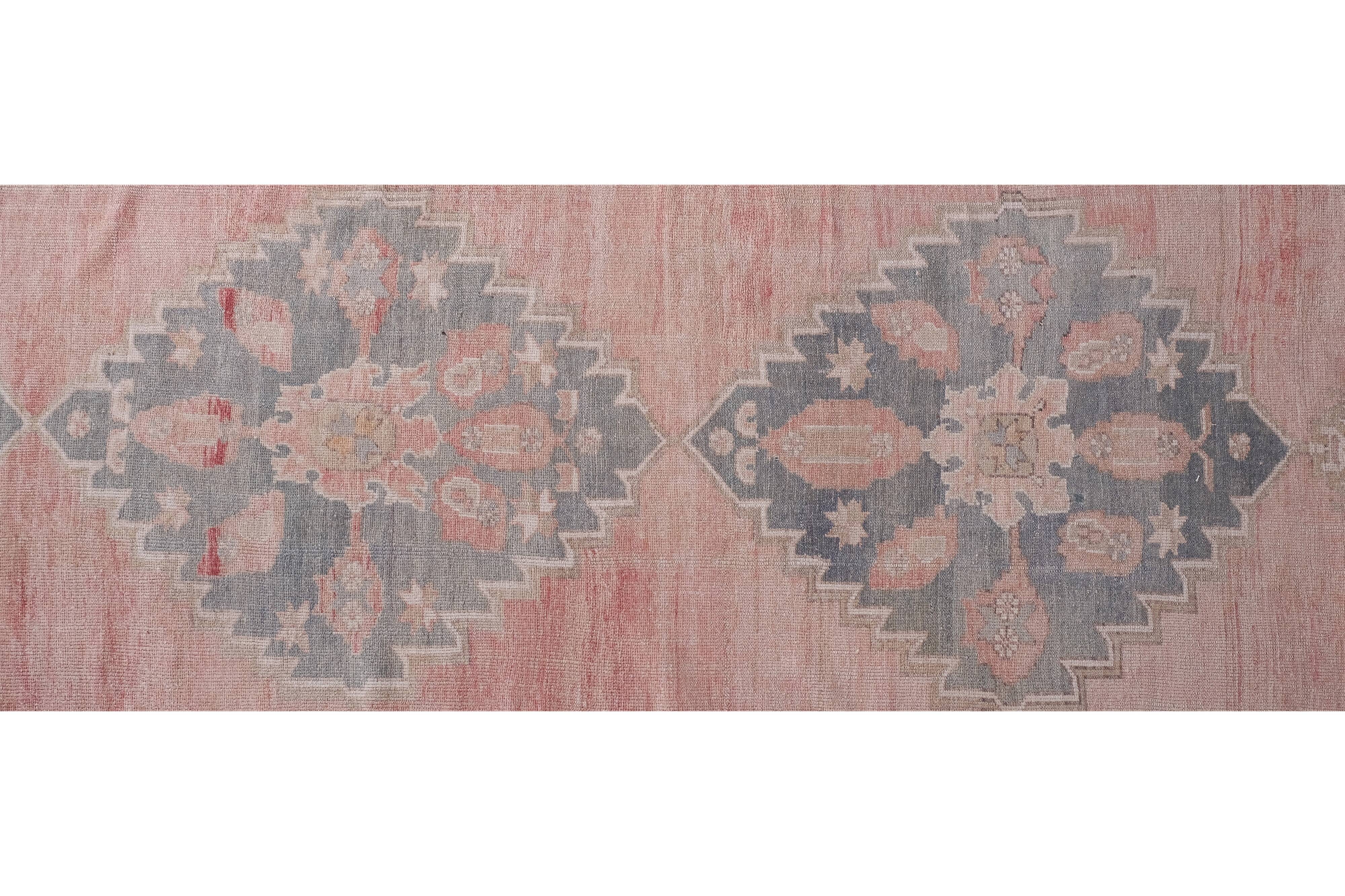 Vintage Turkish rug from Oushak, hand-woven 95x745 cm