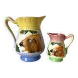 Art Deco pitchers in assorted barbotine lion Poët Laval