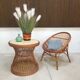 Easy Chair Hand-Woven in Wicker Rattan, Italy 1950s