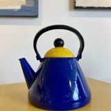 Yellow and blue enamel kettle