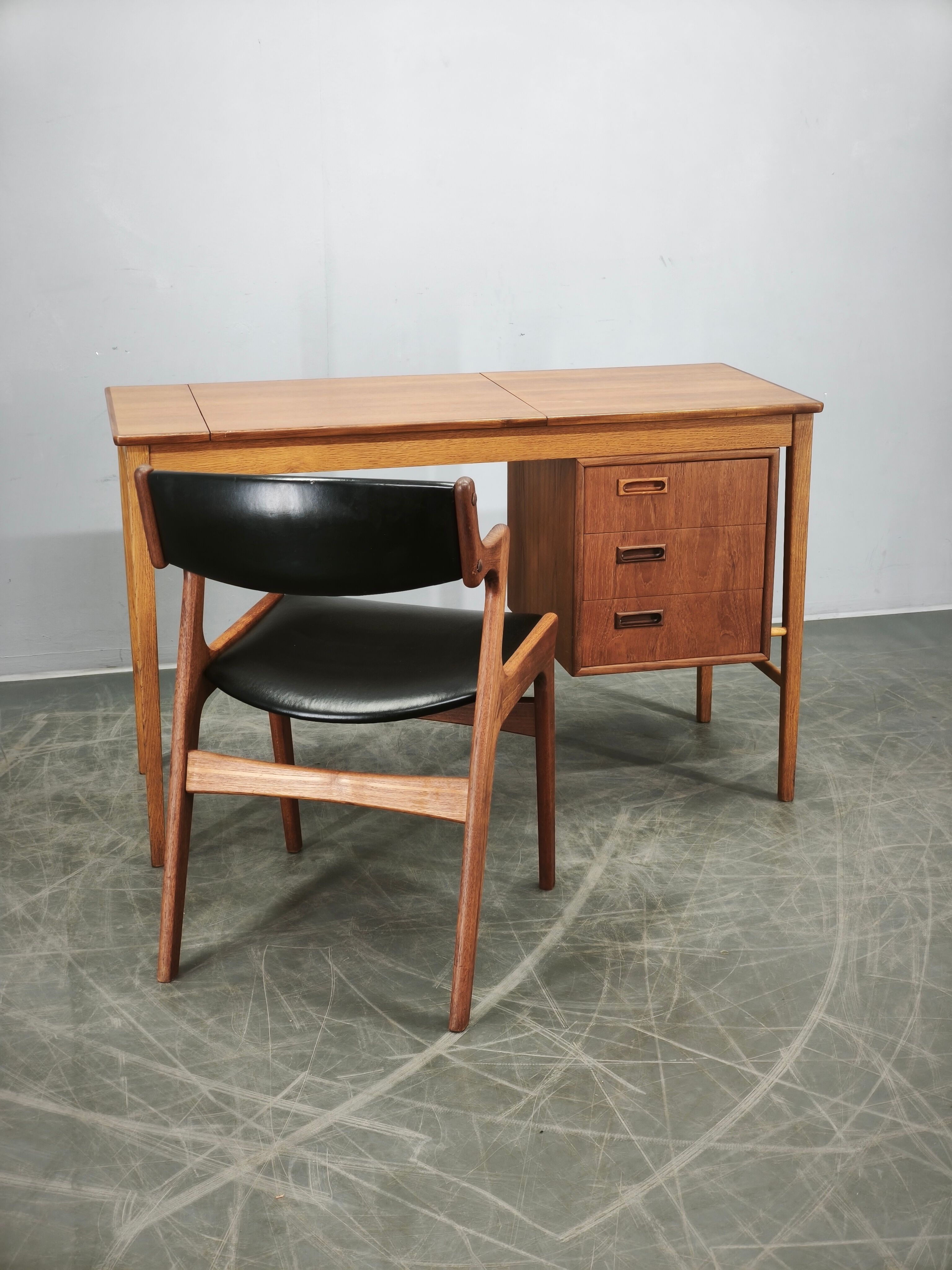 Sven Aage Madsen Teak Vanity Desk with Mirror, Denmark, 1960s