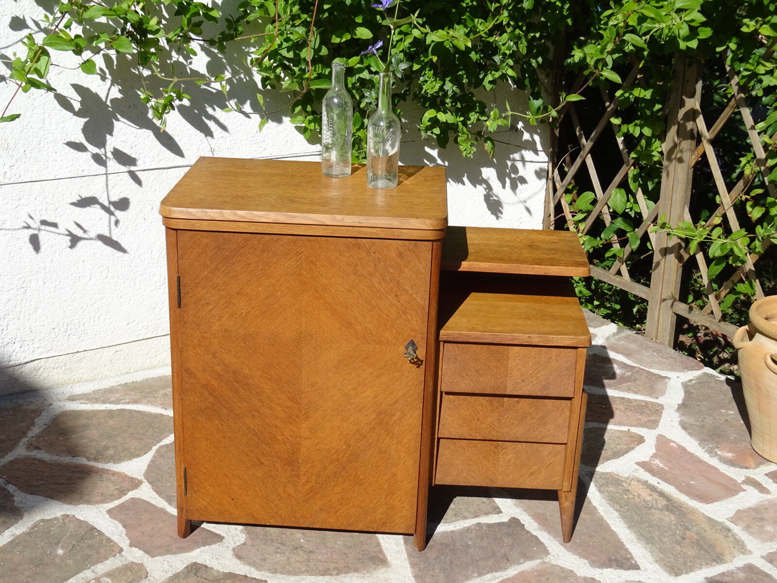Asymmetrical oak dresser buffet