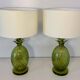Pair of Italian Art Deco Pineapple Murano Glass Lamps with Lampshades