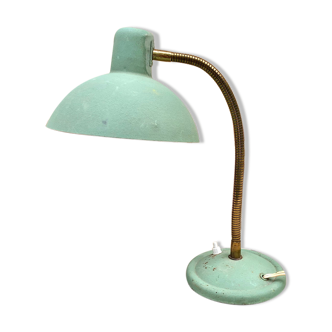 Green industrial desk lamp / brass