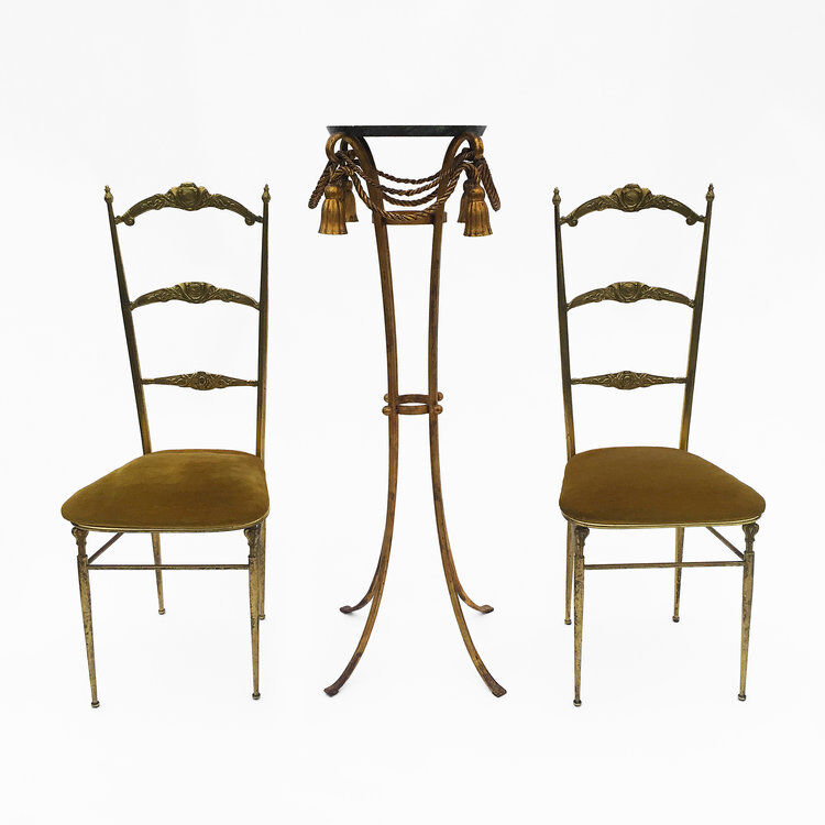 Paire de chaises en laiton, style Chiavari