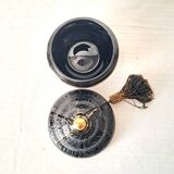 Art Deco Bonbonnière in Black Boom Hyalite Glass from the De Rupel Glassworks