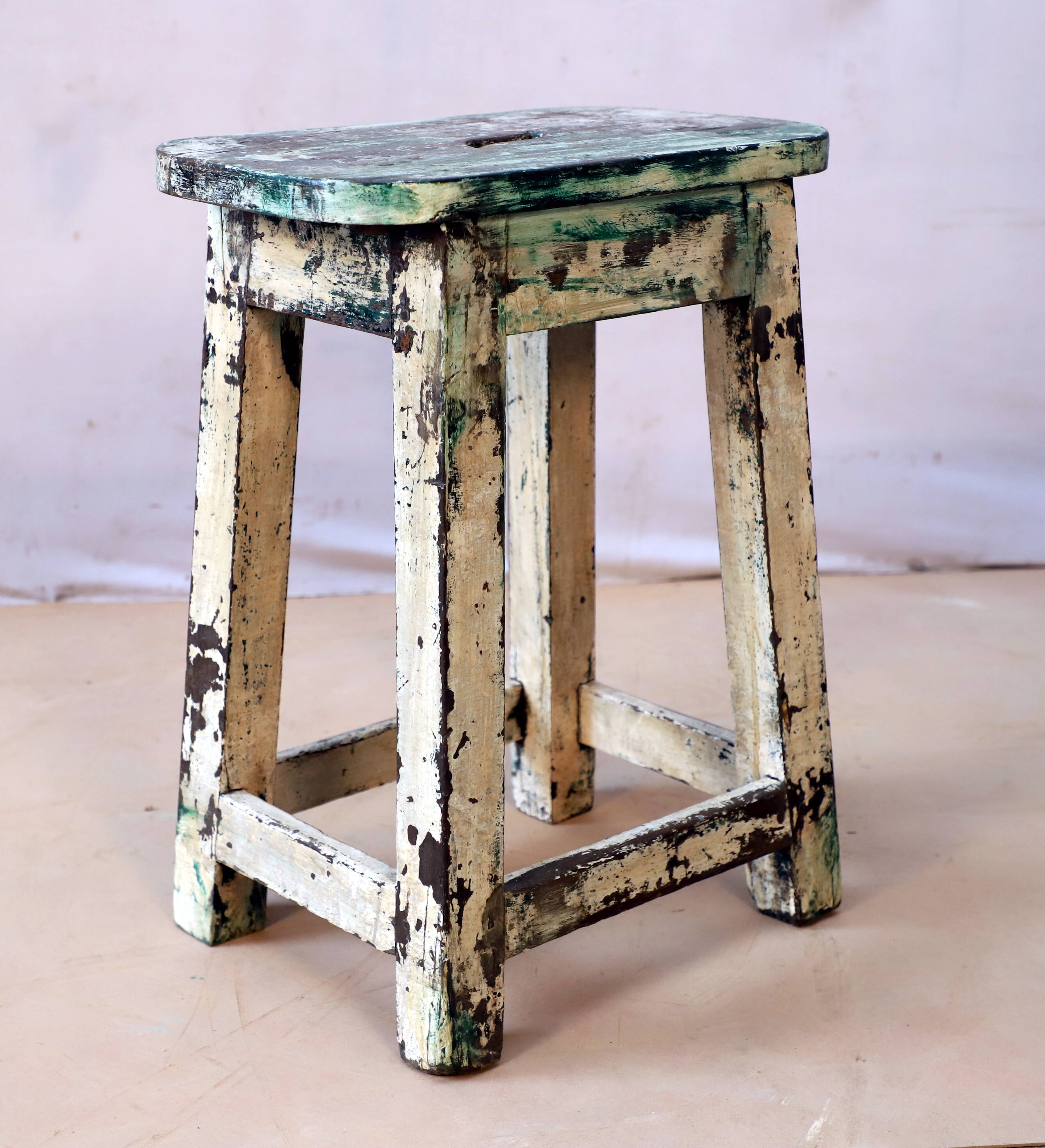 Old Burmese teak workshop stool
