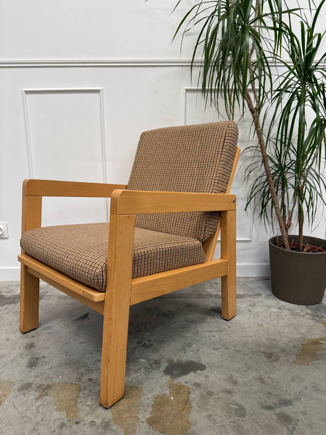 Scandinavian houndstooth armchair