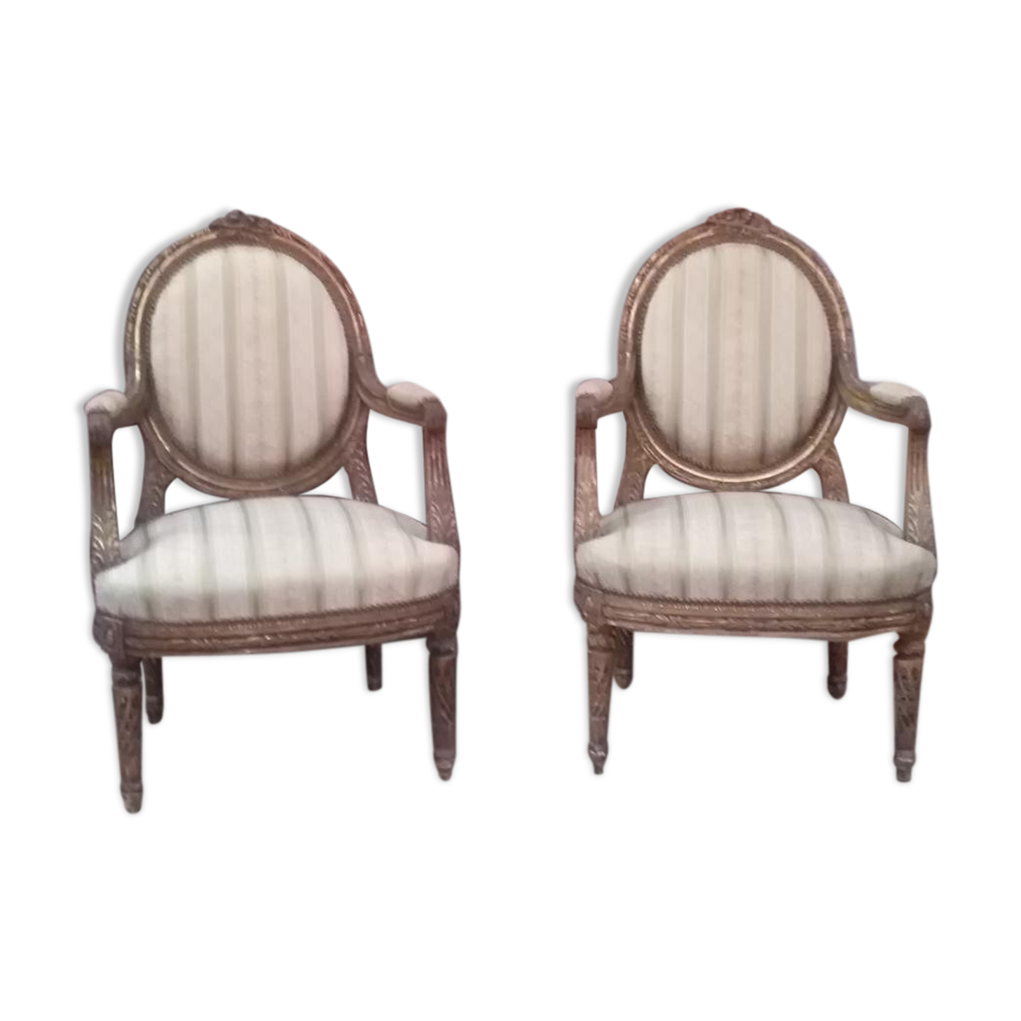 Pair of Louis XVI-style medallion armchairs from Napoleon III