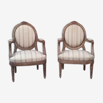 Pair of Louis XVI-style medallion armchairs from Napoleon III