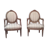 Pair of Louis XVI-style medallion armchairs from Napoleon III