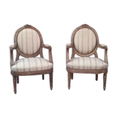Pair of Louis XVI-style medallion armchairs from Napoleon III