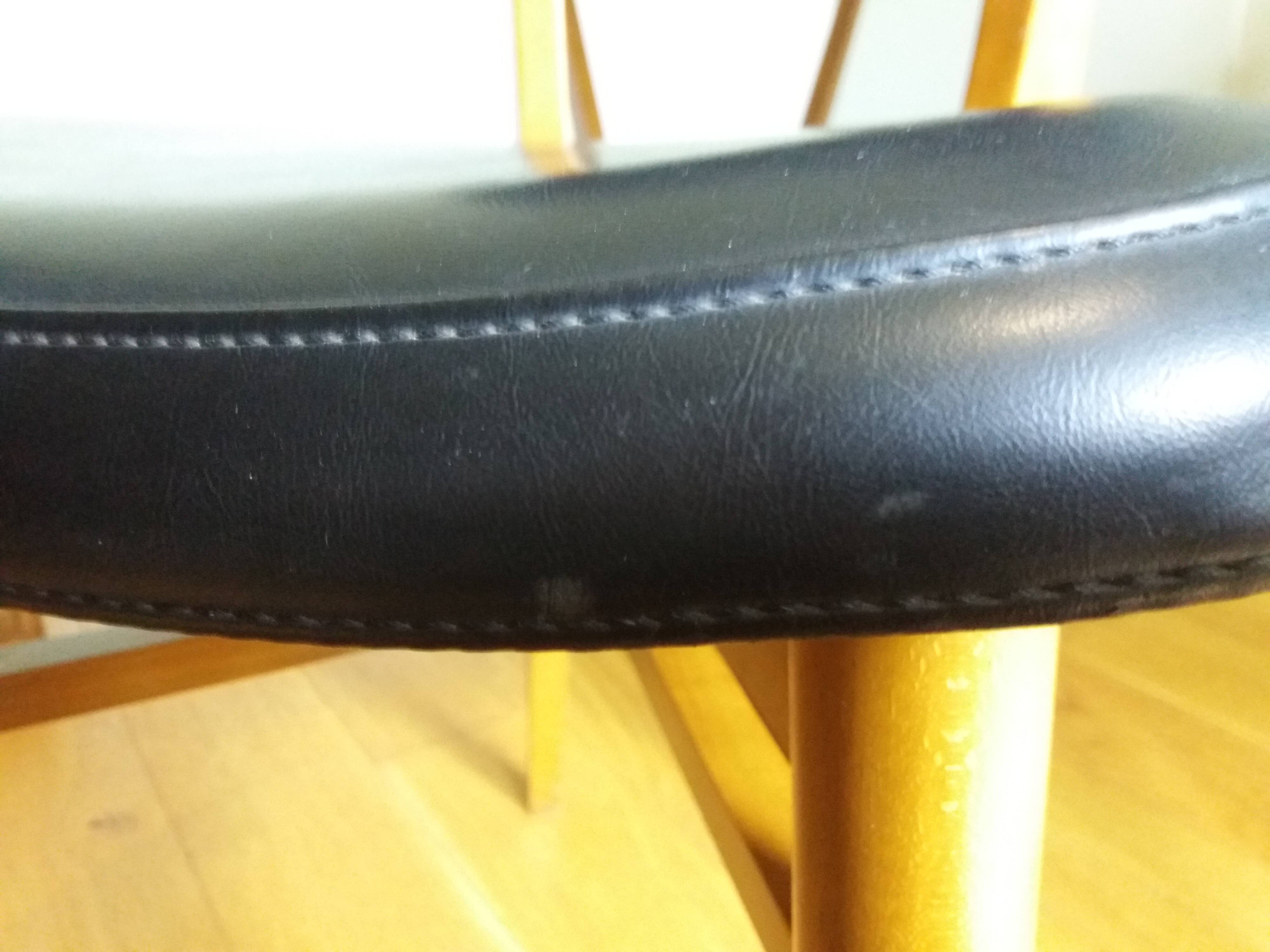 3 Scandinavian style skai faux leather and wood chairs