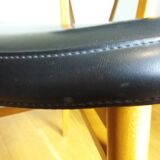 3 Scandinavian style skai faux leather and wood chairs