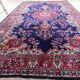 Tapis Kerman Antique – Laine Bleue Vive & Rouge – 117 x 218 cm