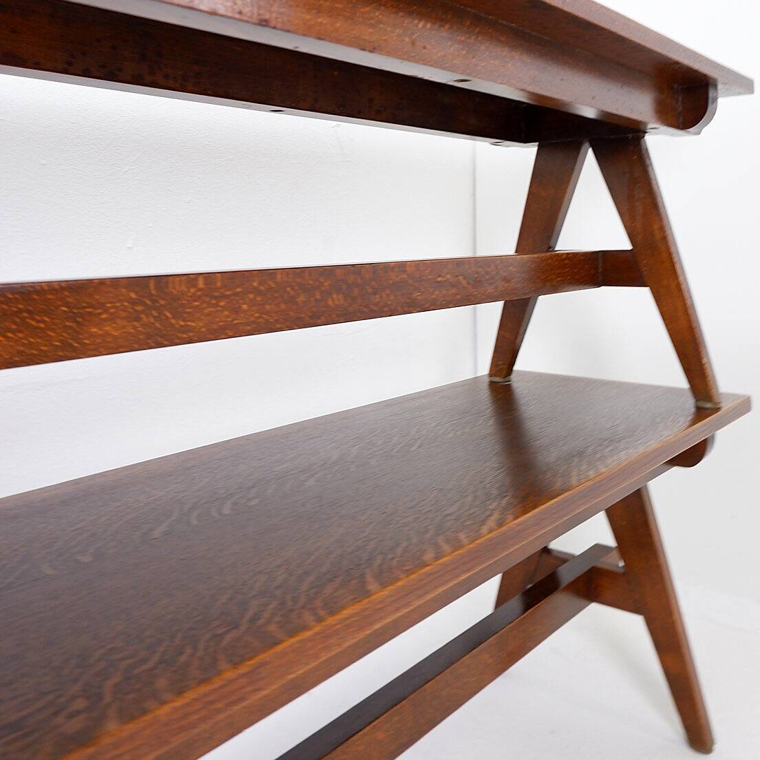 Pair of solid wood benches with compass feet