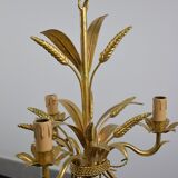 3-branched vintage golden wheat chandelier