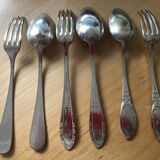 Set of six cutlery with silver metal entremets