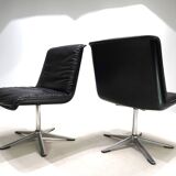 Wilhahn Delta set of 2 leather conference / dining chairs by Delta, 1960